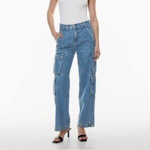 Women's Blue Cargo Denim Jeans Aritzia